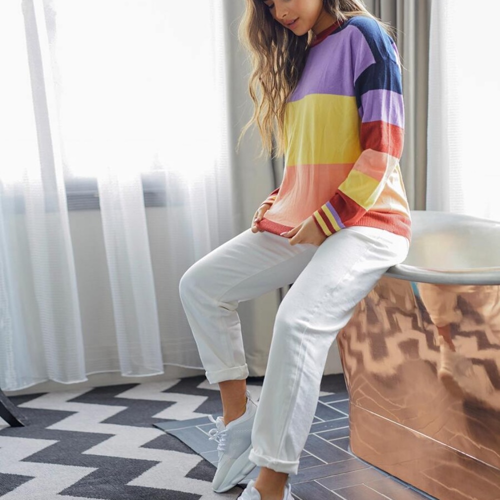 Pop Of Color Color Block Knit Sweater - image 3